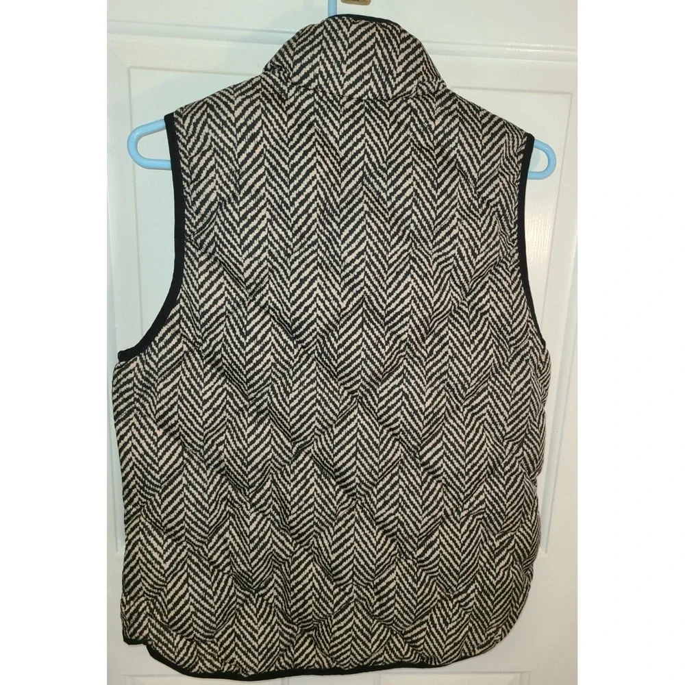 J CREW EXCURSION HERRINGBONE PUFFER QUILTED VEST‎ HERRINGBONE BLACK Med